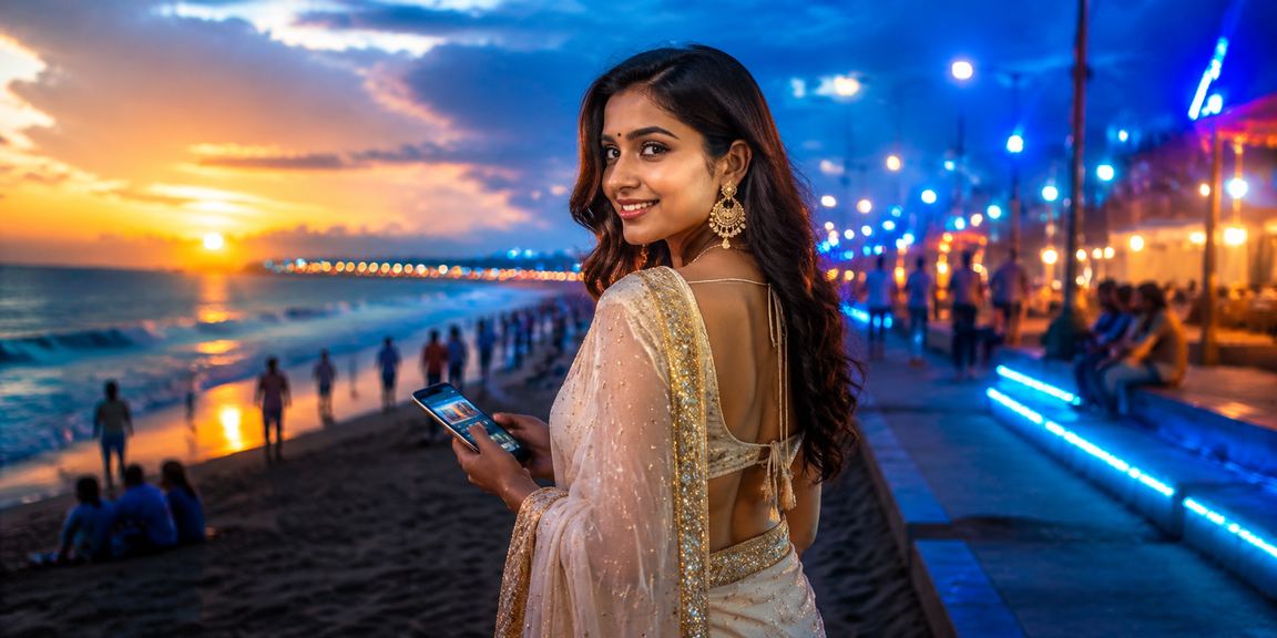 Woman enjoying sports betting on mobile in Chennai